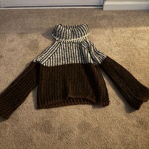 Original Use Brown and Cream Cowl Neck Sweater